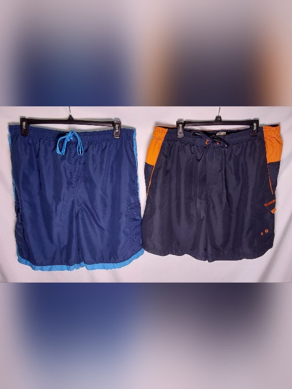 Speedo & Burnside Navy and Orange Mesh-Lined Swim Trunks